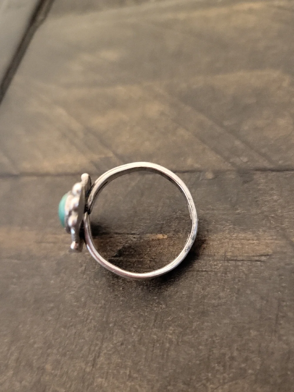 Sterling Silver Turquoise Marquise Ring - Blue Green Stone